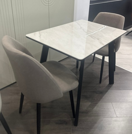 Стол М-City DISAUR Тик Так 90 Белый мрамор Активный, керамика, Черный каркас