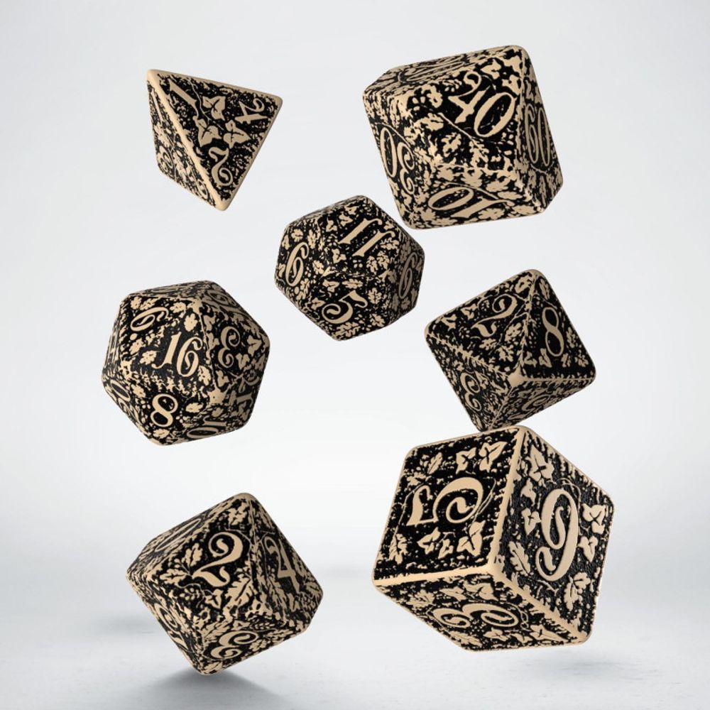 Forest 3D Beige &amp; black (Savannah) Dice Set (7)