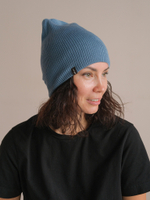 Шапка вязаная зимняя ТВИНС(Джинс/Серый)