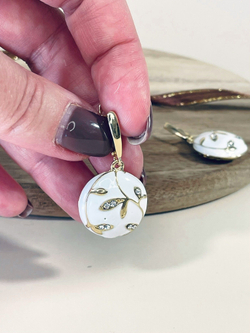 Серьги подвески с эмалью круглые