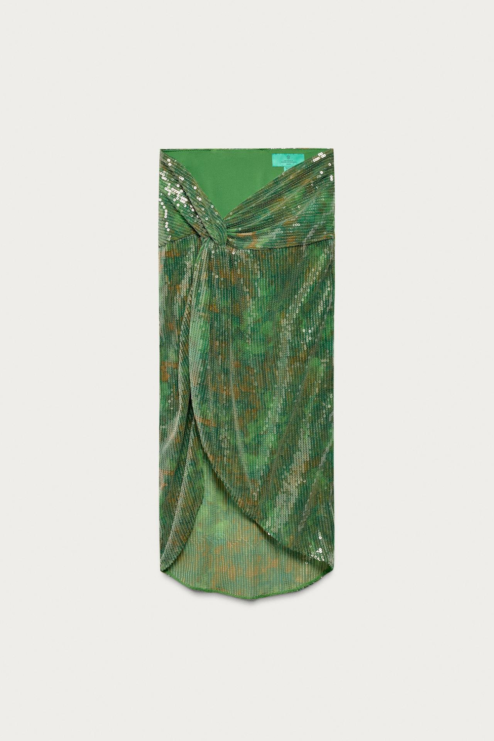 ZARA X MARISA BERENSON ЮБКА-ПАРЕО С ПАЙЕТКАМИ, ЗЕЛЕНЫЙ