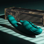 Зеленый вибратор-кролик 24,6см с функцией вылизывания и нагревом Zalo Ares G-Spot Rabbit Vibrator Turquoise Green