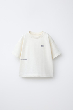 ZARA ФУТБОЛКА С НАДПИСЬЮ, ЭКРЮ