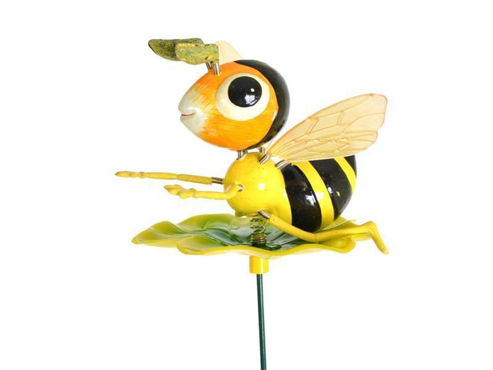 Штекер садовый Оса на листе на пружине 10*7см