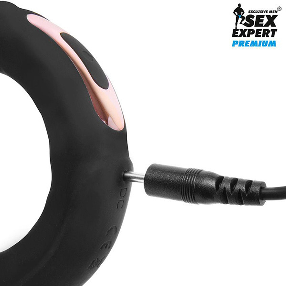 Черное эрекционное перезаряжаемое виброкольцо 4,8см Bior Toys Sex Expert SEM-55211
