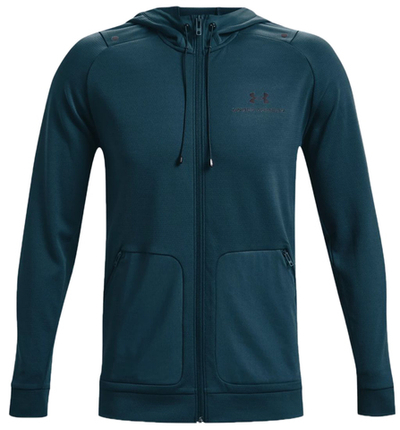 Мужская теннисная кофта Under Armour Rush Warm-Up Full-Zip Hoodie - blue note/black