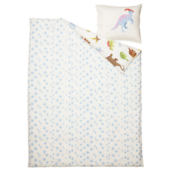 IKEA JÄTTELIK  (ИКЕА ЙÄТТЕЛИК)  -  Пододеяльник и наволочка, динозавры/белый, 150x200/50x60 см