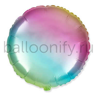 Фольгированная фигура, круг 32"/81СМ Металлик Радуга нежная