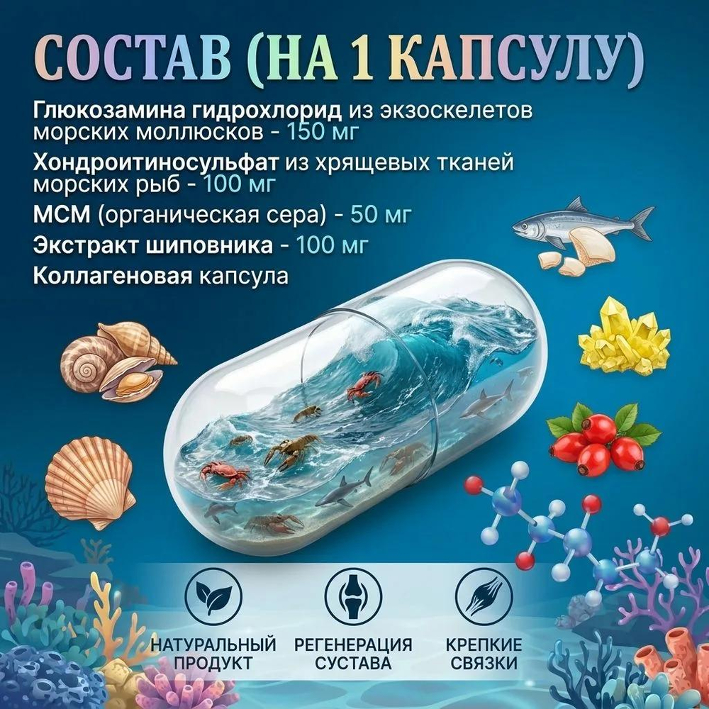 Глюкозамин + Хондроитин + МСМ 150 капсул.