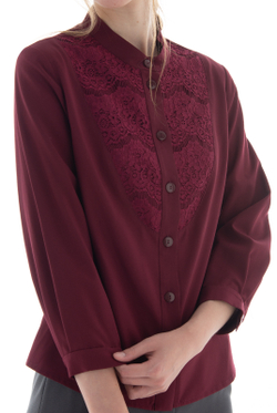 Блузка с кружевом 3440ВЕ, бордовый #86Б093440ВЕ