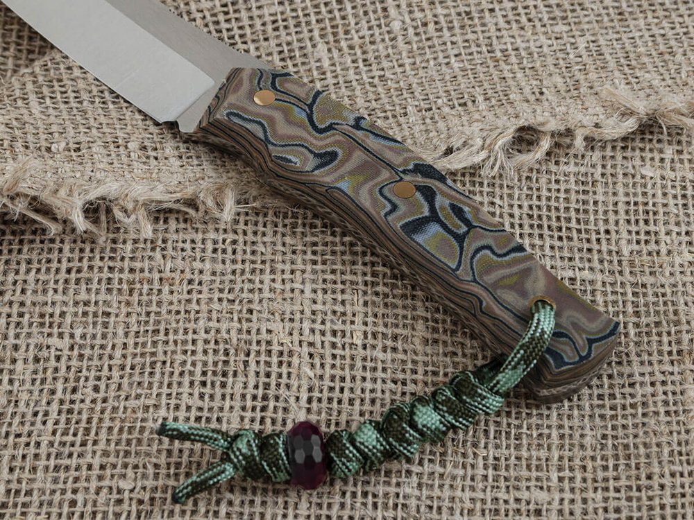 Нож для бушкрафта "Велес", сталь VG-10/Elmax, рукоять микарта (камуфляж)