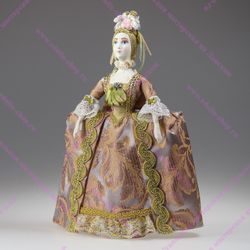 Сувенирная кукла в платье со складками Ватто