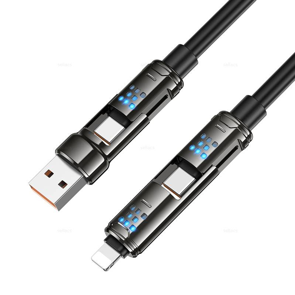 Кабель 4-в-1USB/C на iP/C 240W Hoco U143 (black)