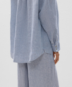 Oysho Рубашка свободного кроя из 100% льна, голубой