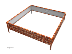 Клумба квадратная оцинкованная 1 ярус Кирпич