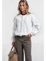 Кардиган пушистый на пуговицах белый