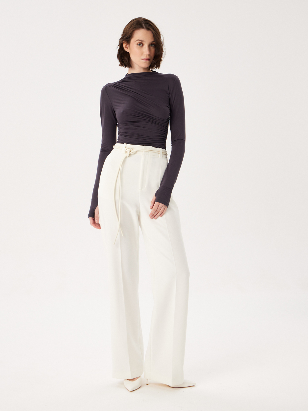 Лонгслив из вискозы со складками