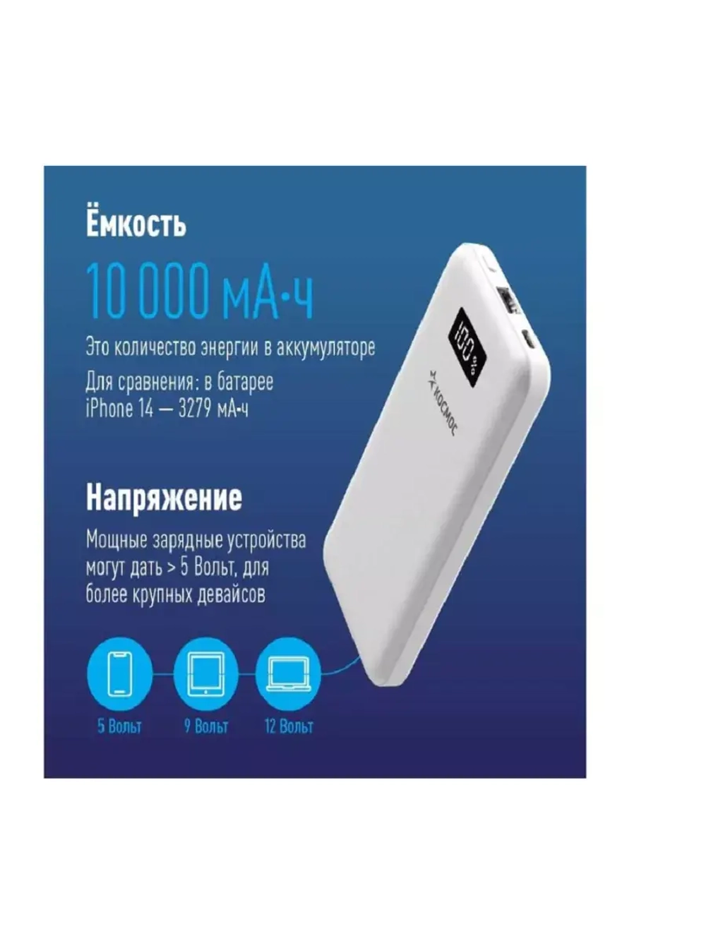 Внешний аккумулятор Power bank 10000mAh