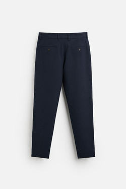 ZARA БРЮКИ КОМФОРТНОЙ ПОСАДКИ ИЗ РЕЛЬЕФНОЙ ТКАНИ, СИНИЙ