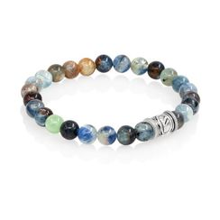 Браслет Денежный импульс из натурального кианита разноцветного с руной Феху из мельхиора