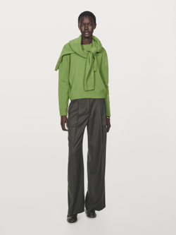 Massimo Dutti Свитер из смесовой шерсти с круглым вырезом, светло-зеленый