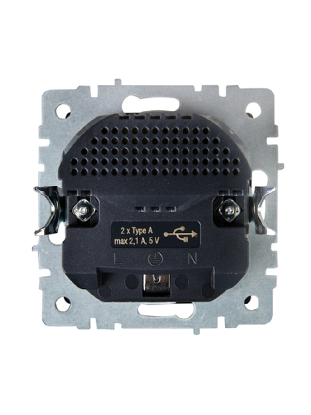 BRITE Розетка 1-местная с заземлением с защитными шторками 16А с USB A+A 5В 2,1А РЮш10-1-БрЖ жемчуг IEK