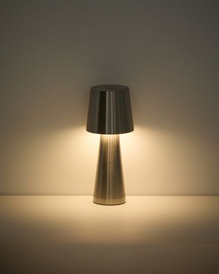 Настольная лампа Arenys малая из металла с блестящей серебристой отделкой