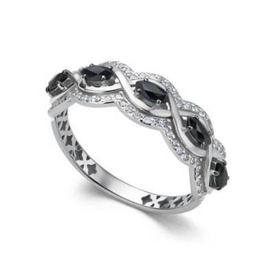 Кольцо из белого золота с сапфирами и бриллиантами 16453-202