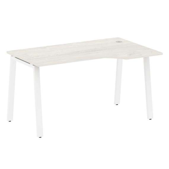 Metal System Стол криволинейный правый на А-образном м/к БА.СА-2 (R) Дуб Наварра/Металл Белый 1400*9