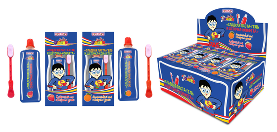 SUPER JOKER сладкая паста и щеточка-конфета, блок 30 шт. (13г х 30шт х 20бл)
