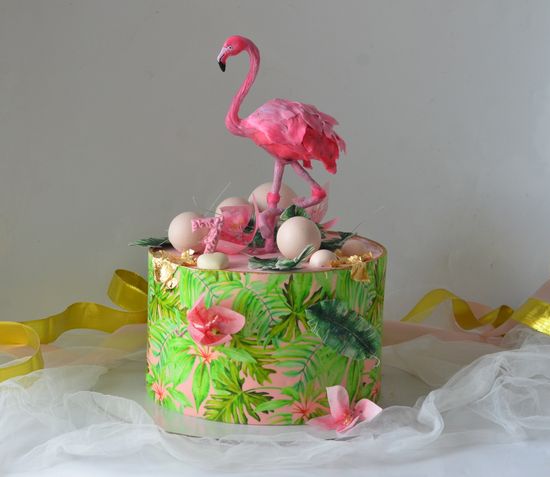 Детский торт с фламинго №1000