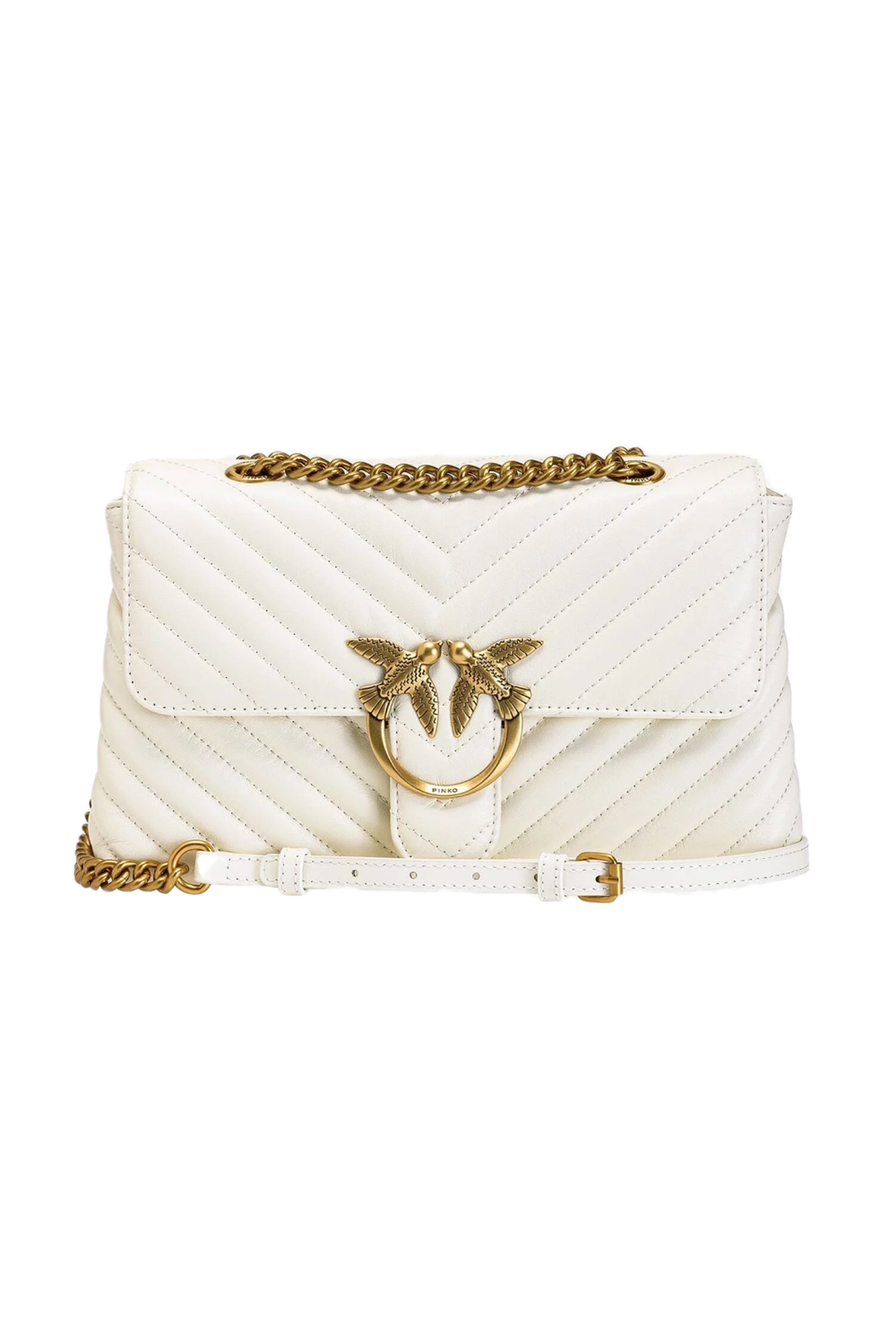 LADY LOVE BAG PUFF V QUILT - white+white-antique gold