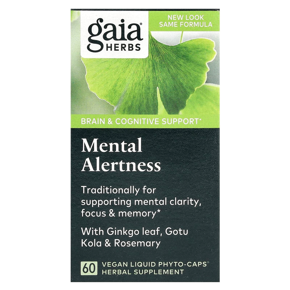 Gaia Herbs, Mental Alertness, 60 веганских капсул Phyto-Caps®