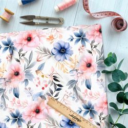 Ткань премиум габардин акварельный цветник