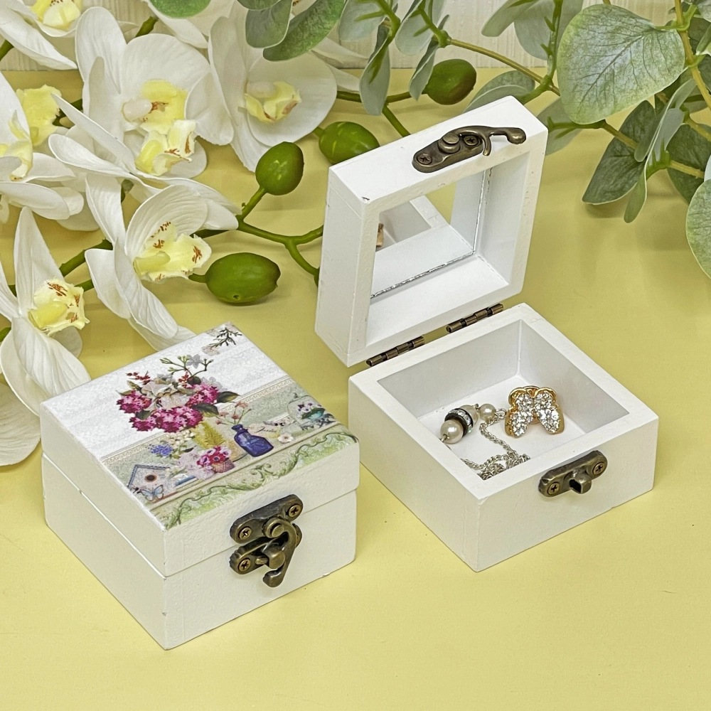 Шкатулка деревянная с зеркалом «МАРЦИПАН», ароматная вербена, 6.5*6.5*4.5см (в коробке)