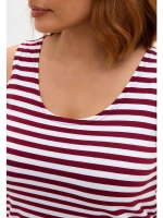 Майка базовая под пиджак удлиненная оверсайз тельняшка/винный