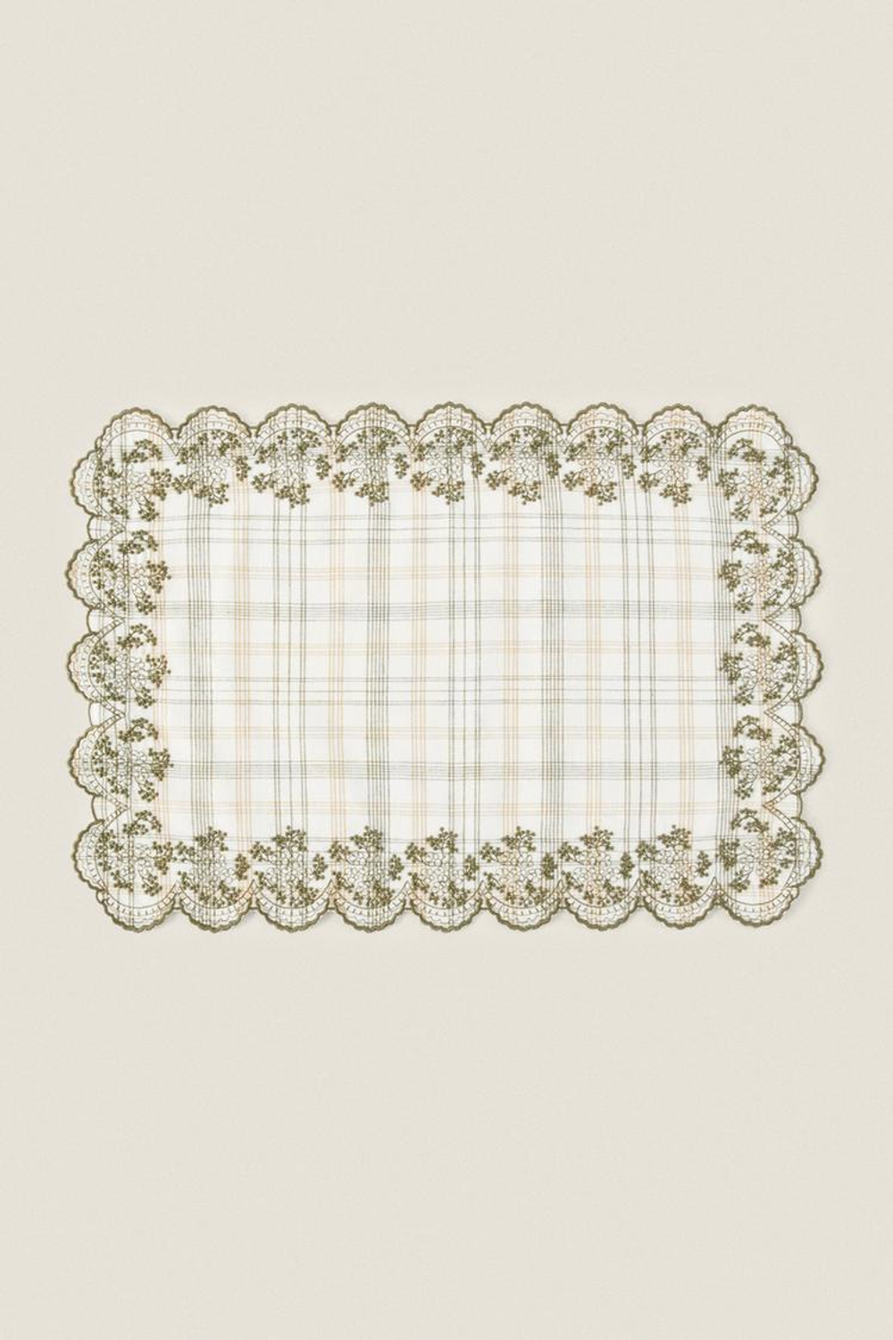 ZARA HOME КЛЕТЧАТАЯ ЛЬНЯНАЯ САЛФЕТКА, ЗЕЛЕНЫЙ