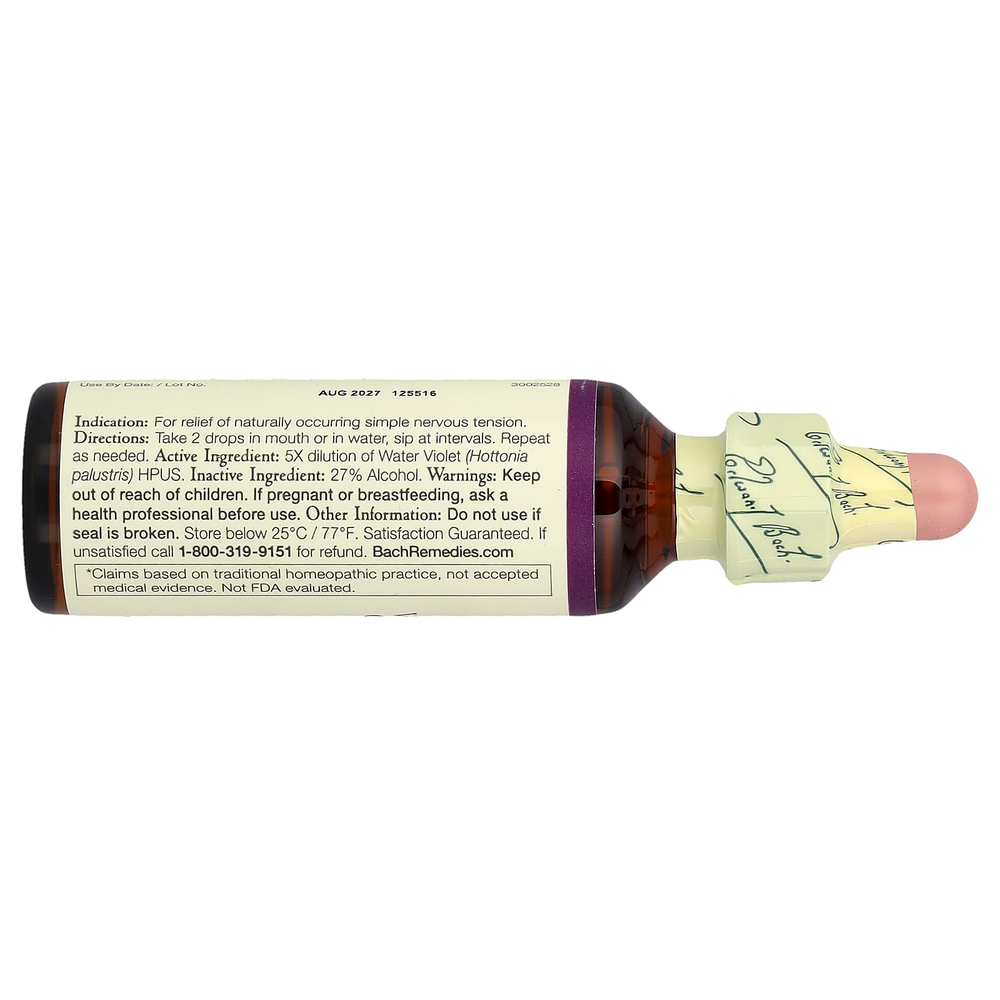 Bach, Original Flower Remedies, фиолетовая вода, 20 мл (0,7 жидк. унц.)