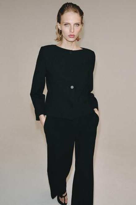 ZARA КУРТКА НА ПУГОВИЦАХ — ZW COLLECTION, ЧЕРНЫЙ