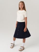 Джемпер в школу для девочки AT977 молочный-золото