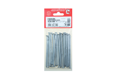 ГВОЗДИ СТРОИТЕЛЬНЫЕ СТРОЙБАТ 4,0X100 (БЕЛЫЙ ЦИНК 0,25 КГ)