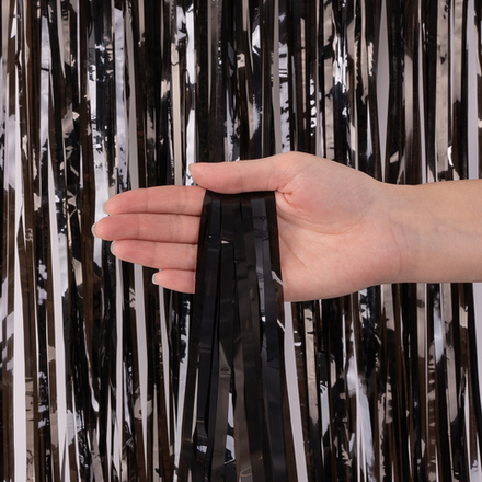 Занавес Дождик Черный, Металлик, 100*200 см