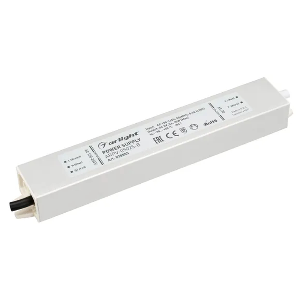 Блок питания ARPV-05025-B (5V, 5.0A, 25W) (Arlight, IP67 Металл, 3 года) 038505