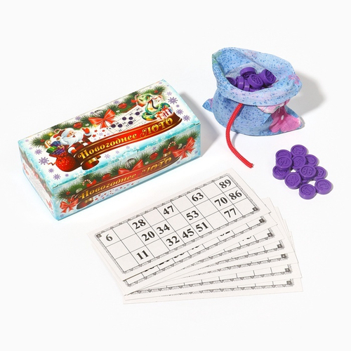 Лото "Новогоднее лото" подарочное, 24 карточки, 17.5 х 7.5 см, Время игры