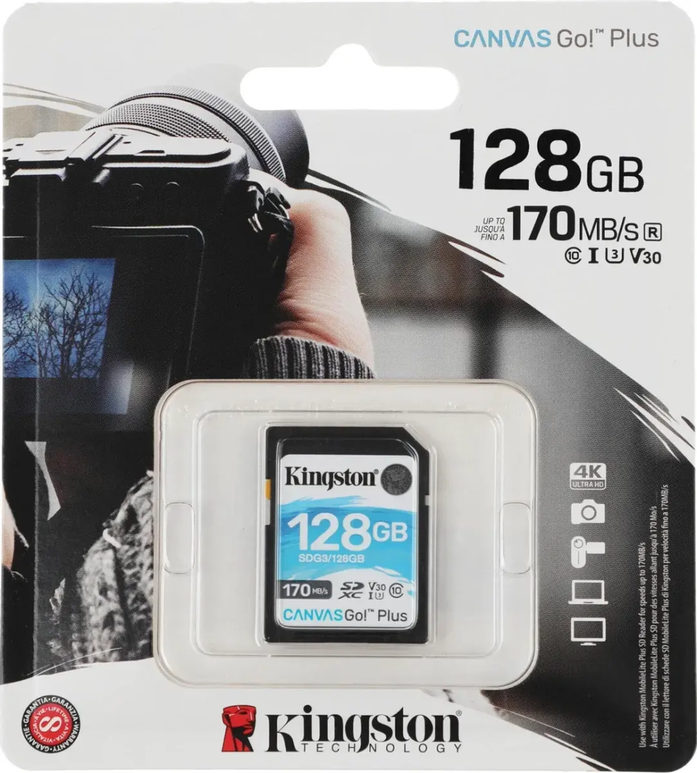 Карта памяти Kingston SDXC 128Gb Class 10 UHS-I U3 170/90 Mb/s