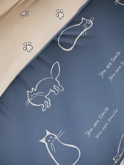 Постельное белье "КОТИКИ/КОТИКИ (компаньон)" 2-спальный наволочки 50х70 2шт Простынь на резинке 160х200 см Пододеяльник 175х215 см Сказка сатин
