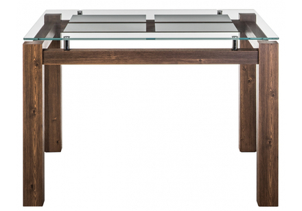 Стол стеклянный Woodville Бран орех кантри, ножки коричневые