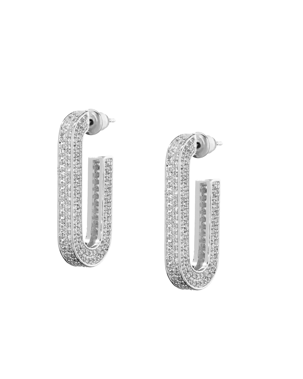 Серьги-овал в камнях, серебро