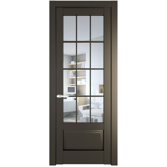 Межкомнатная дверь эмаль Profil Doors 4.2.2 (р.12) PD перламутр бронза стекло прозрачное