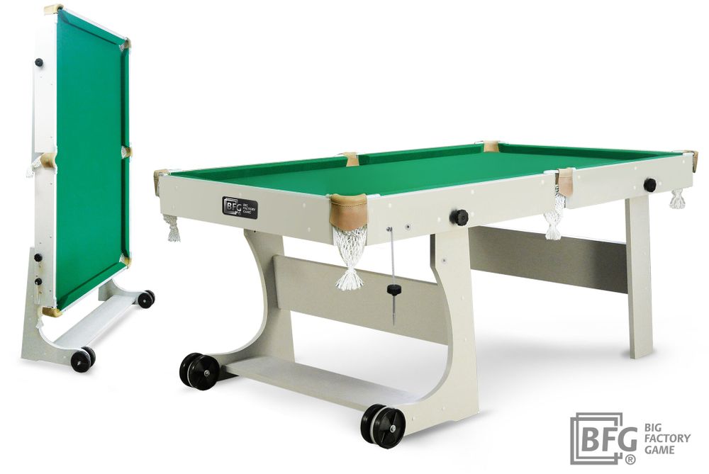 Бильярд BFG Compact Light 6 (Серый) (Пул, серый (ЛДСП), ЛДСП_16, Сукно Euro Pro 50 ш1.98м Yellow green, Х/б сетка)